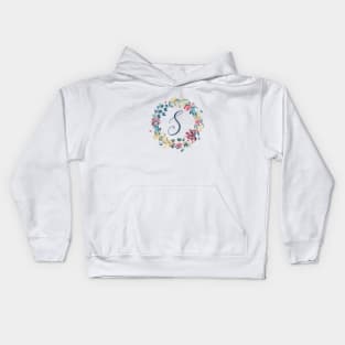 Floral Monogram S Colorful Full Blooms Kids Hoodie